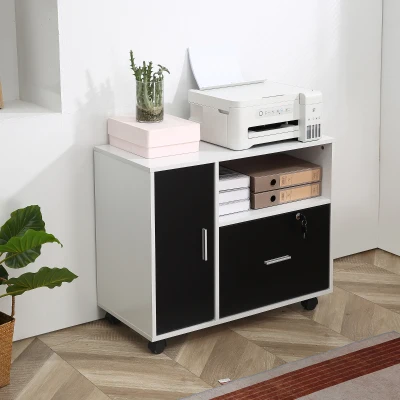 HOMCOM Office Storage Cabinet with File Hangers - Black/White