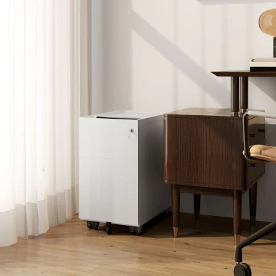 HOMCOM Schedario per Ufficio con 2 Cassetti Fessura Sbarra Bianco