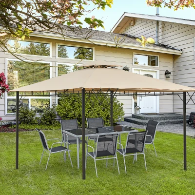 Outsunny Gazebo Doppio Tettuccio e Telo Estraibile 3.3x3.3m