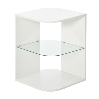 HOMCOM Table d'Appoint Verre Trempé Blanc Contemporain