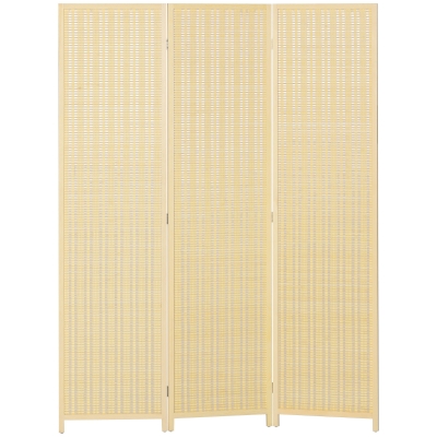 HOMCOM Paravent Bois Pliable 3 Panneaux 135x180cm Naturel