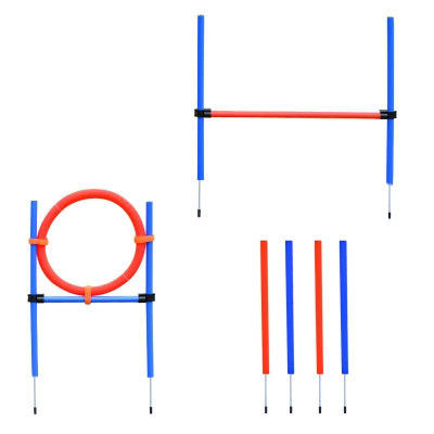 PawHut Agility Chiens 11 Pièces Acier Rouge/Bleu