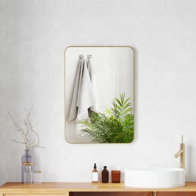 HOMCOM Miroir Rectangulaire Cadre Aluminium Or 50x70cm