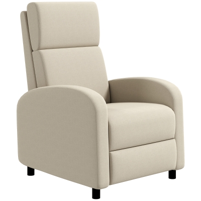 HOMCOM Sillón Relax Reclinable hasta 160° Sofá Reclinable Moderno con Reposapiés Soporta hasta 120 kg 64x86x102 cm Crema(m-1)