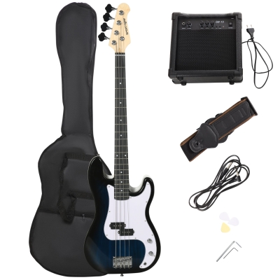 SPORTNOW Basso Elettrico 4 Corde con Amplificatore 15W e Borsa
