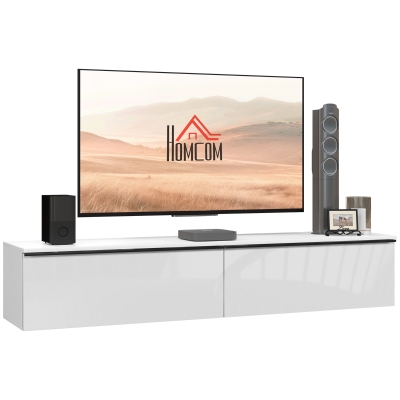 HOMCOM Floating TV Unit Stand White 160cm for TVs up to 70"