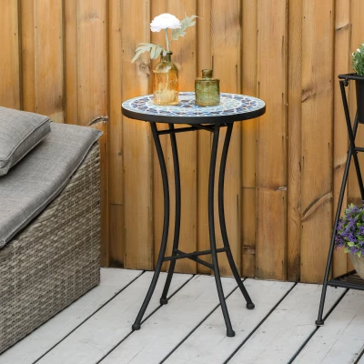 Outsunny Tavolino da giardino 35.5cm x 35.5cm x 53.5cm Blu