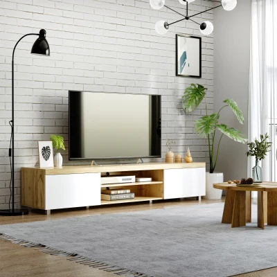 HOMCOM Modern TV Unit Cabinet for TVs up to 90" - White/Brown