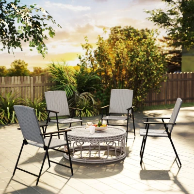 Rattan Chair Set 58cm x 61cm x 94cm Grey