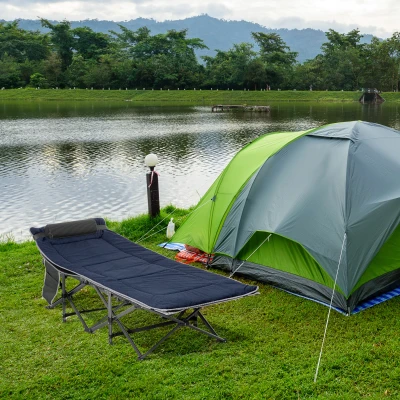 Outsunny Transat Pliable 2 Oreillers Sac Rangement