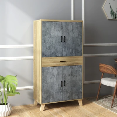 HOMCOM Armoire Cuisine avec Placards, Étagères et Tiroir