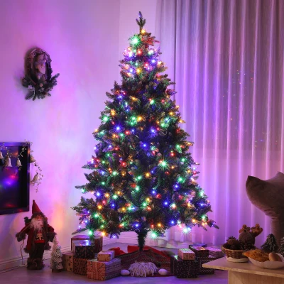HOMCOM 6ft Pre-Lit Artificial Christmas Tree with Base