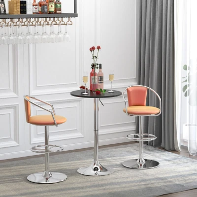 HOMCOM Mesa de Bar Regulable en Altura con Base Redonda y Antideslizante para Cocina Comedor Ø60x69-93 cm Negro
