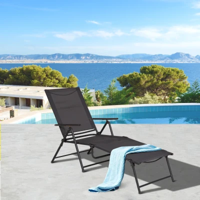 Outsunny Bain Soleil Pliable Gris Métal Textilène