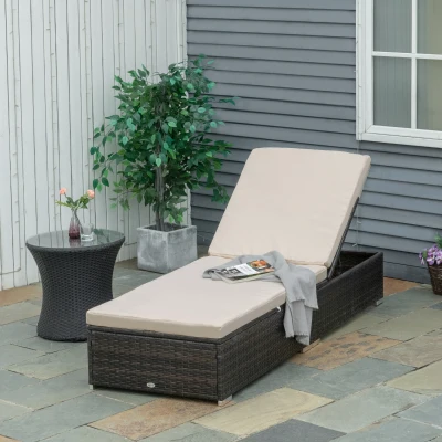 Outsunny Lettino prendisole 195cm x 68cm x 31cm Marrone