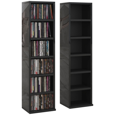 HOMCOM Set of Two CD Storage Units High Gloss Black