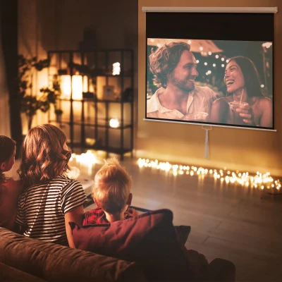HOMCOM Telo Proiettore 100" 16:9 Fissaggio a Muro e Soffitto