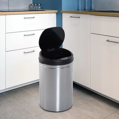HOMCOM Contenedor Papelera Cubo Basura 30L con Sensor Detector Movimiento automático Acero Inoxidable (Varios tamaños）