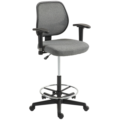 Vinsetto Fauteuil Bureau Réglable Haut Dossier Gris sur Roulettes