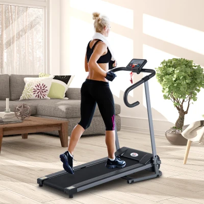 HOMCOM Tapis Course Pliable Électrique LCD Noir Gris 500W