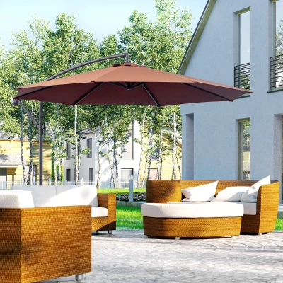 Outsunny Ombrellone da Giardino a Braccio Inclinabile 3x2.5 m