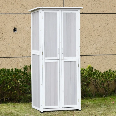 Outsunny Casetta Porta Attrezzi in Legno di Abete a 3 Livelli