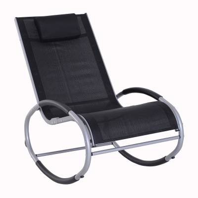 Outsunny Fauteuil Bascule Alu. Polyester Noir Design Contemporain