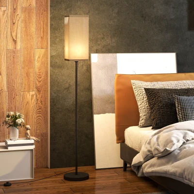 HOMCOM Lampada da Terra con Interruttore a Pedale Nero e Beige