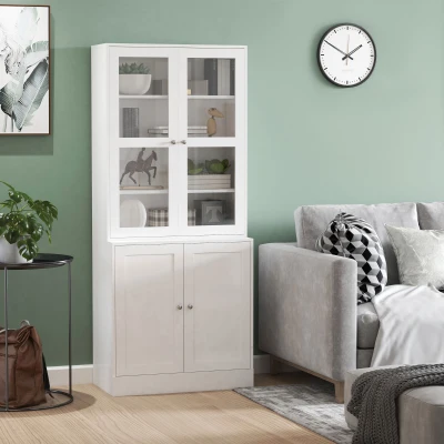 HOMCOM Bibliothèque Vitrine Blanc MDF Multi-Rangement