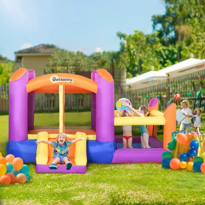Outsunny Kids Inflatable Bouncy Castle 3-in-1 Multi-colour 2.8m