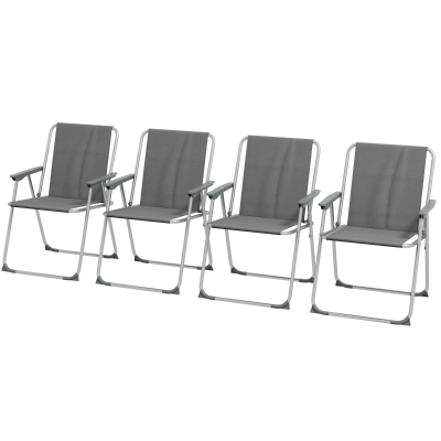Outsunny Chaises Pliantes Jardin 4Pcs Tissu Oxford Gris