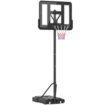 HOMCOM Canasta de Baloncesto con Altura Ajustable 220-365 cm Aro de Baloncesto con Soporte Ruedas Base Rellenable Negro