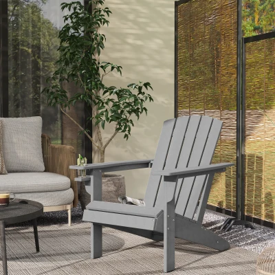Outsunny Gartenstuhl, ergonomisches Design, wetterfest, HDPE, grau, 75 x 87 x 90 cm