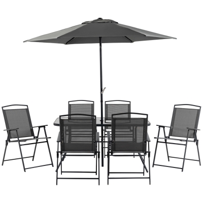 Outsunny 8-Piece Garden Dining Set Table & Chairs Black