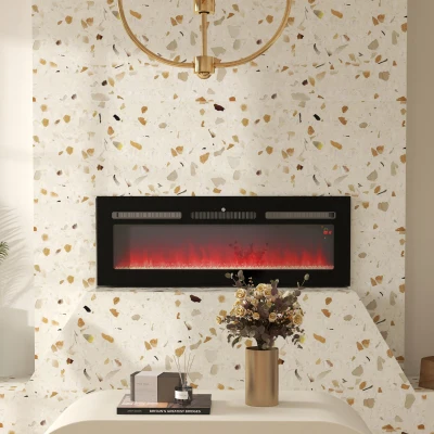 HOMCOM Electric Fireplace 2000W Wall Mounted Black 127cm