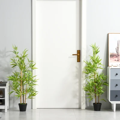 Outsunny Set of 2 120cm Artificial Bamboo Trees Greenery