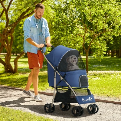 PawHut Poussette Chien Pliable Sécurité Roues Frein Tissu Oxford