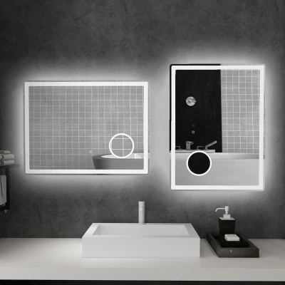 Kleankin LED Bathroom Mirror 80x60cm Dimming Anti-Fog