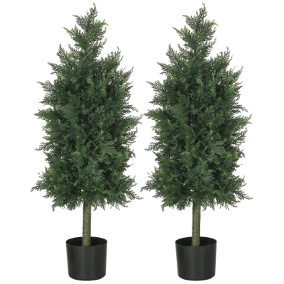 HOMCOM Lot de 2 Plantes Artificielles Cèdre avec Pot 90 cm