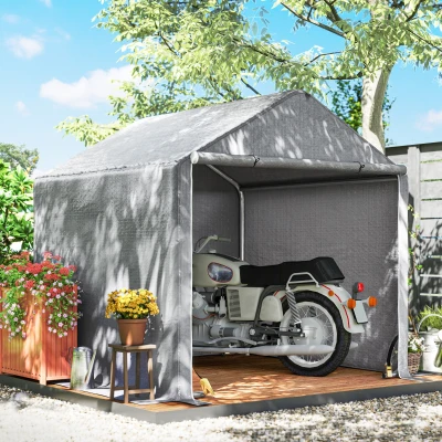 Outsunny Abri de Jardin 2x2m Acier Galvanisé Imperméable Gris