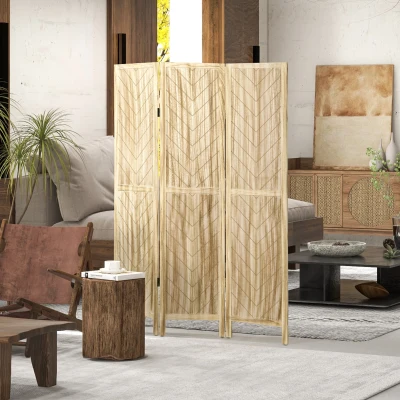 HOMCOM Paravento da Interno a 3 Ante in Legno 120x1.6x170 cm