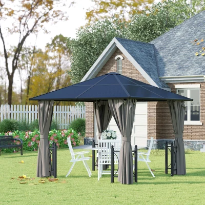 Outsunny Hardtop Gazebo Steel & Aluminium Black 3x3m