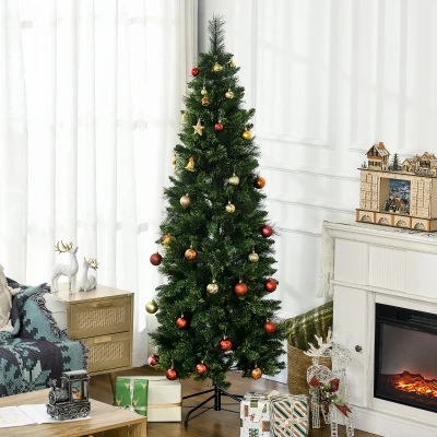 HOMCOM Árbol de Navidad Artificial de 180 cm con 618 Ramas Agujas de Pino y Base de Acero Ø70x180 cm Verde
