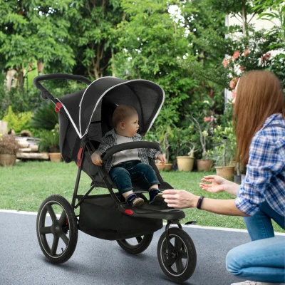 HOMCOM Foldable Baby Stroller with Canopy Black