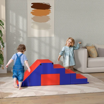 HOMCOM Soft Play Set Foam Climber Dark Blue 2-Piece
