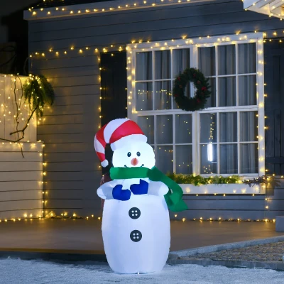HOMCOM Inflatable Snowman Christmas Decoration 4ft LED