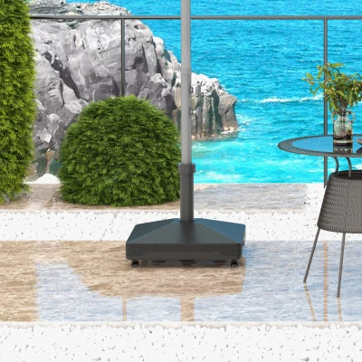 Outsunny Base per Ombrellone a Rotelle con Maniglia Nero
