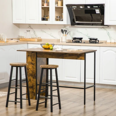HOMCOM Îlot Bar Brun Rustique Rabattable 120cm