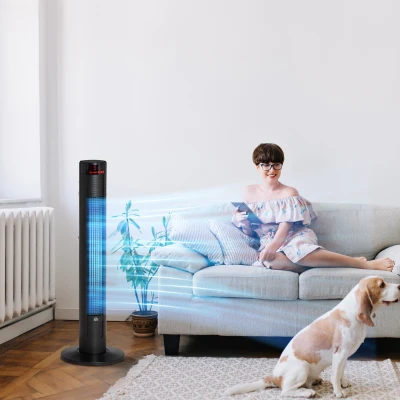 HOMCOM Ventilatore a Torre 45W con Timer 12h e Telecomando Nero