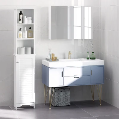 HOMCOM Tall Bathroom Cabinet 165H x 34W cm White